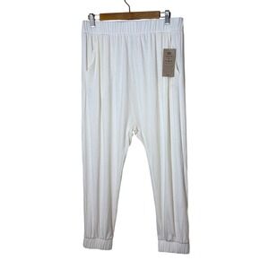 New Albion Fit Women Joggers M Ivory Serenity Harem Soft Loungewear Yoga Active
